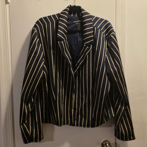 Ashley Stewart Navy and Yellow Striped Blazer